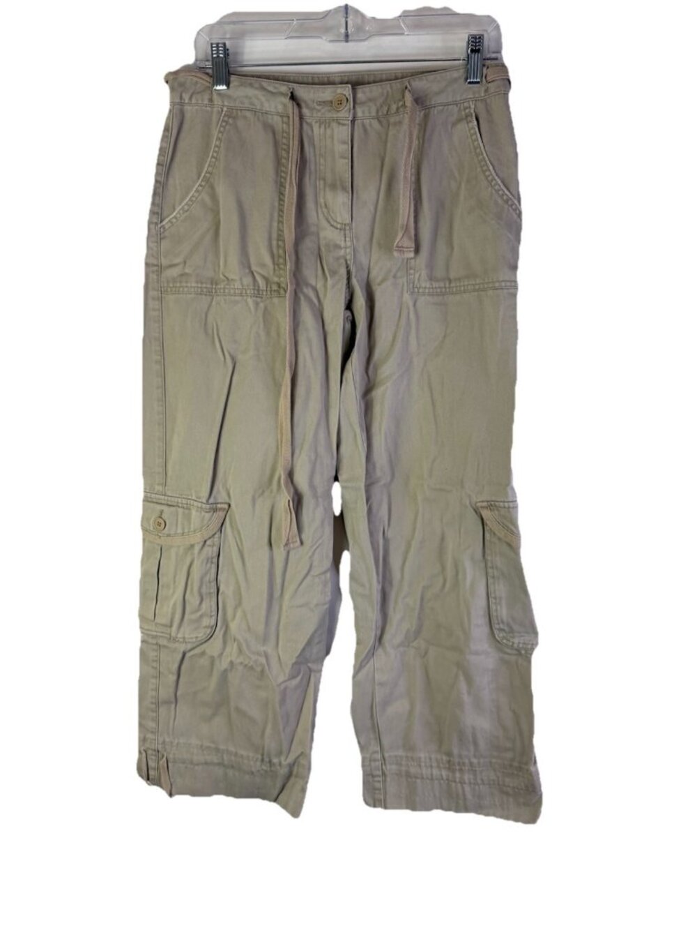 Vintage Y2K Lagenlook Linen Cargo Pants Baggy Drawstring